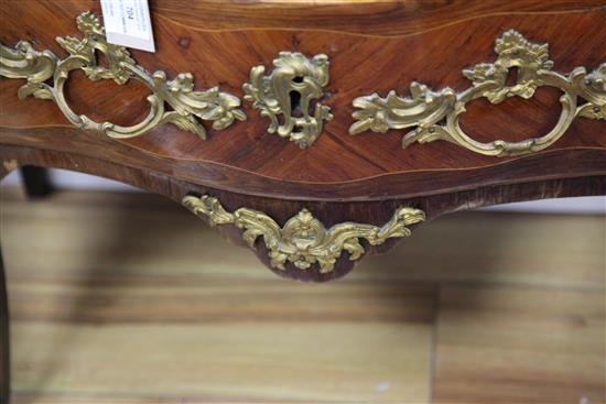 A Louis XVI marble topped and ormolu mounted serpentine commode, W.2ft 8in.